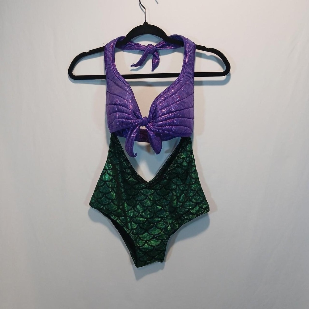 Swimsuit Ariel Mermaid beach swim bathing suit 90s sparkle rave festival flirty